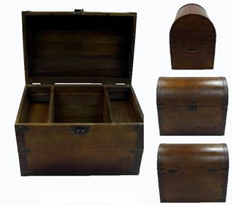 NICE WOODEN TREASURE CHEST STORAGE BOX W SHELF old looking s#001 wood boxes new
