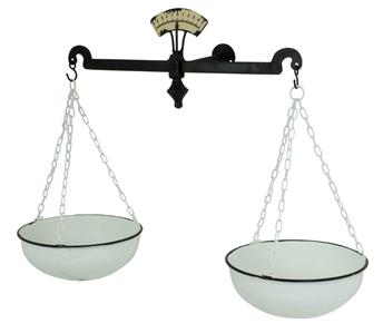 Farmers Market Hanging Fruit Basket Balance Scale Vintage Style
