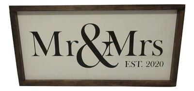 Wood Rustic Mr Mrs Est 2020 Tabletop Sign Decor Marriage Gift