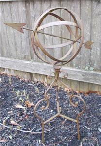 Large Metal Garden Sphere with Arrow and Stand Garden Yard Decor