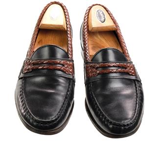 Black Brown ALLEN EDMONDS Newcomb Loafers Woven Trim 8 EEE  display picture 1