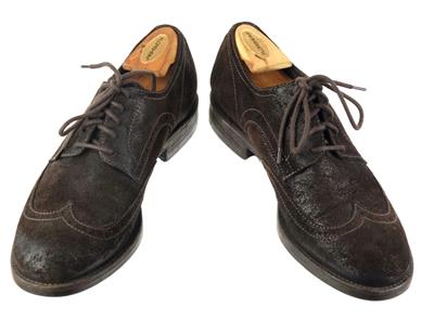 JOHN VARVATOS Brown Suede Leather Wingtip Brogue Oxford 