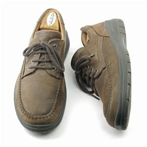 EXC Dk Brown ECCO Moc Toe Nubuck Leather Oxford Casual Shoes 