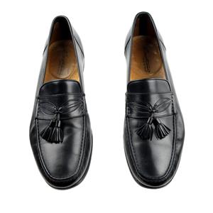 SANTONI Tassel Loafers Dress Shoes Sz. 11 D Black Leather  display picture 1