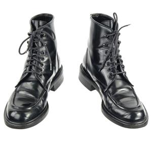 GUCCI Black Laquer Leather laced Ankle Combat Military Boots  display picture 1
