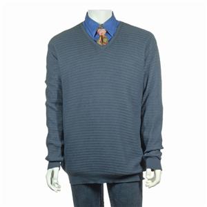 ERMENEGILDO ZEGNA Sweater V-Neck Sz. XXL ITALY Blue Cotton Fine
