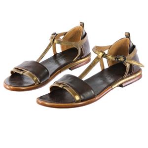 スーパーセール 半額 Gold Leather Sandals Strappy MONJO P 2x Worn Brown EU 37 Sz 靴