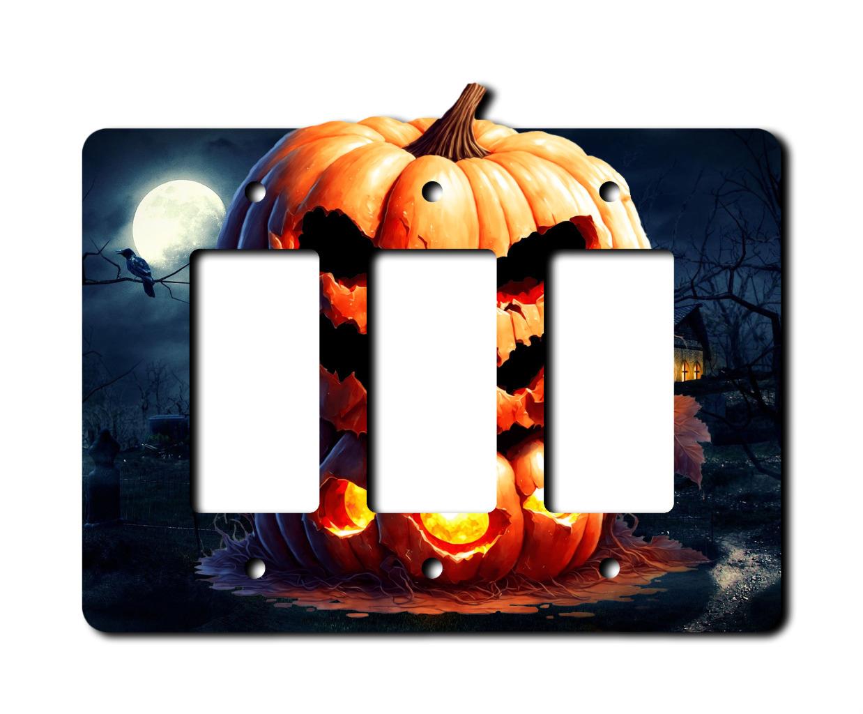 Platos fuera de la pared - Interruptor de calabaza de Halloween aterrador - Cubierta - Placa de pared de paleta - Imagen 11 de 12