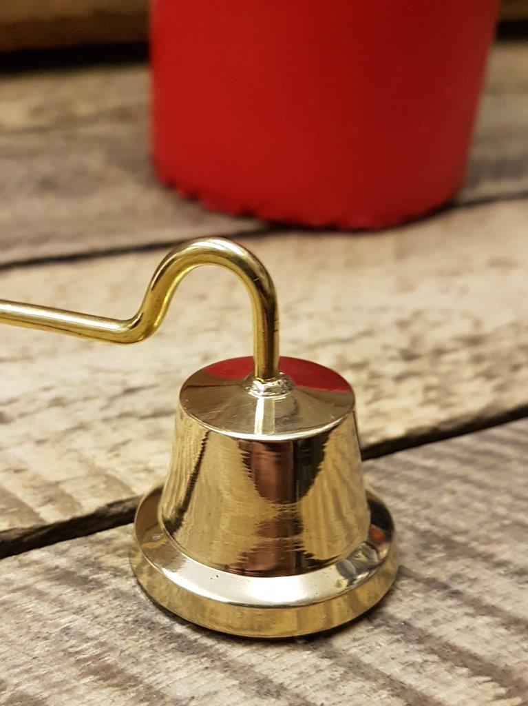 brass candle stick snuffer ring handle beaded design bell