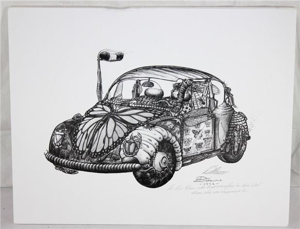 The Visual Humor Of Don Stewart Signed Vw Bug Composite Drawing