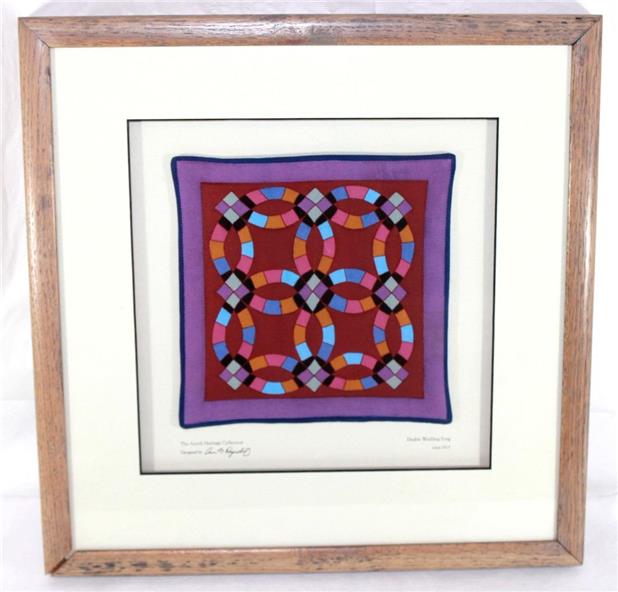 Framed Miniature Quilt Amish Heritage Collection Double Wedding