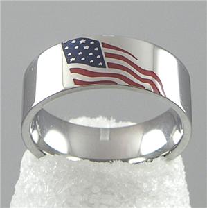 American USA Flag Americana Stainless Steel Silver Ring Stars Stripes ...