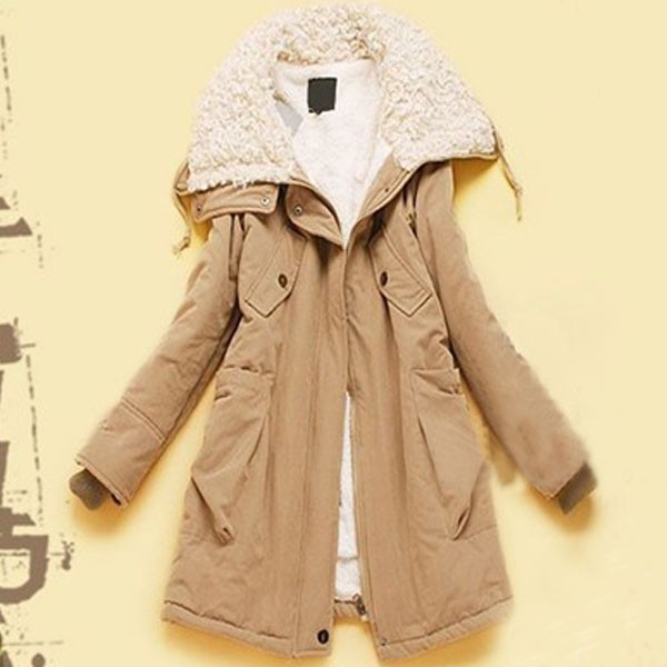 Women Warm Mid-Long Sleeve Zip Fleece Winter Coat Jacket Outwear ...