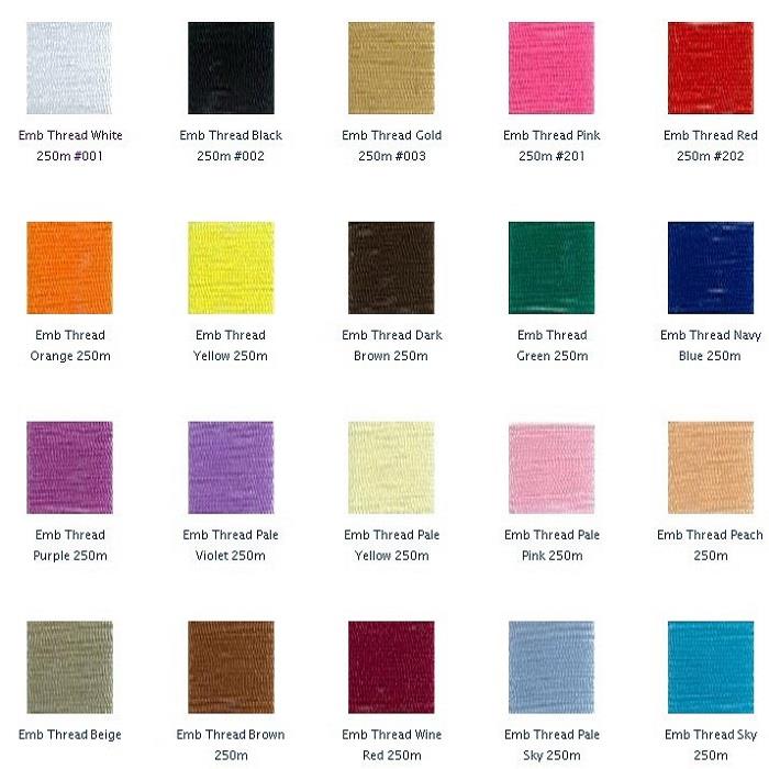 Janome Embroidery Thread Color Chart
