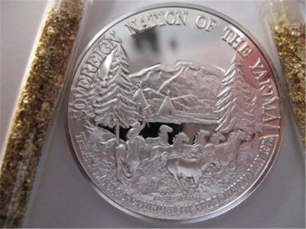 GOLD 7//8-OZ.COUSHATTA NATIVE AMERICAN INDIAN TRIBAL NATIONS COIN SILVER.999