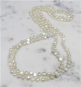 Vintage Long Freshwater Pearl Endless Necklace ~ 64