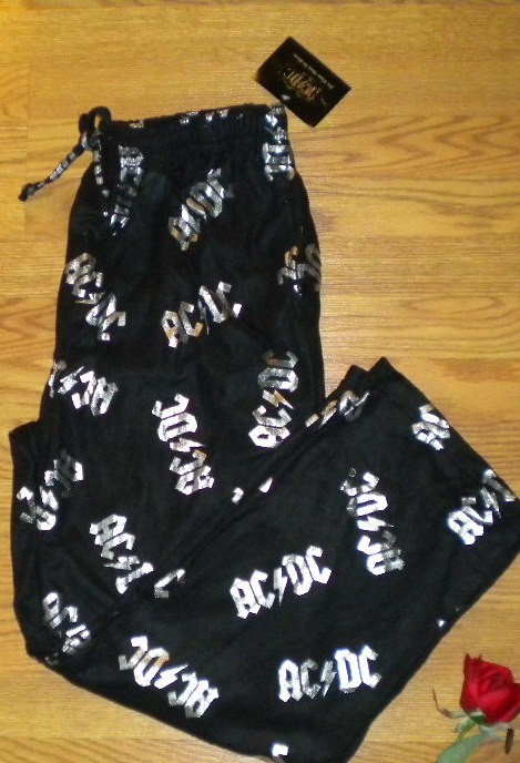 NWT Mens AC/DC Metallic Logo Black Fleece Pajama Sleep LOUNGE PANTS | eBay