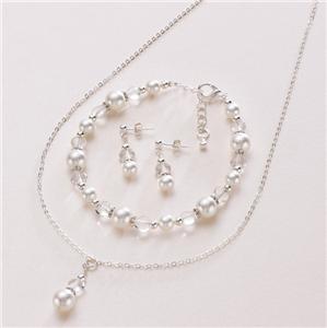 Collar De Plata /& pendiente conjunto en Lila ** ** Vendedor Reino Unido Boda Dama De Honor Regalo