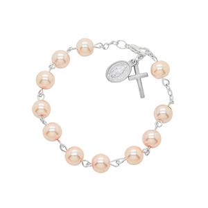 Bracelet Chapelet Catholique En Perles Roses - Bijou Religieux Pour Femmes, Prière Et Baptême
