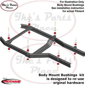 Prothane 6-105-BL 66-79 F100,F150,F250,F350 4WD Body Mount Bushing Kit 12-piece