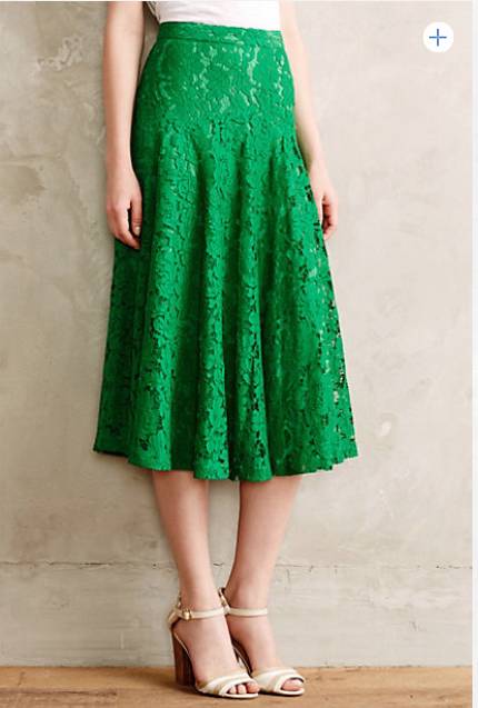 NWOT Anthropologie By Champagne & Strawberry Grass-Lace Midi Skirt Sz 6 ...