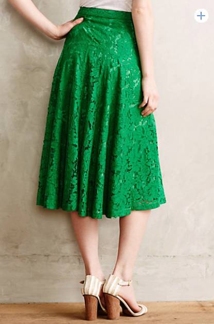 NWOT Anthropologie By Champagne & Strawberry Grass-Lace Midi Skirt Sz 6 ...