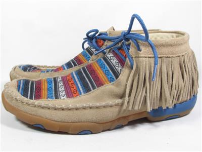 twisted x women's serape fringe driving moccasins