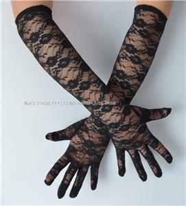 Party Punk Goth Gothic 80's 20s gloves Lace Fingerless Sleeve Dance ...