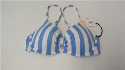 light blue and white striped bikini