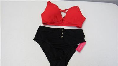 black and red bathing suit
