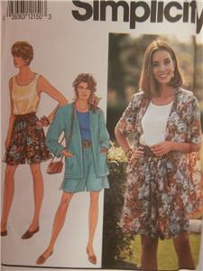 SIMPLICITY #7677-LADIES LOOSE FITTING SHORTS-JACKET /& SHELL TOP PATTERN LG-XL FF