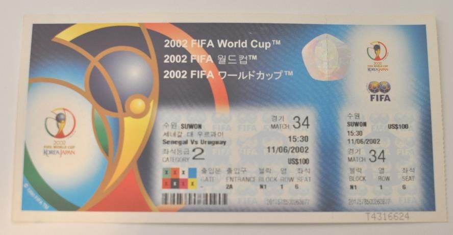 2002 FIFA World Cup Unused Tickets; Matches Played in Korea and Japan