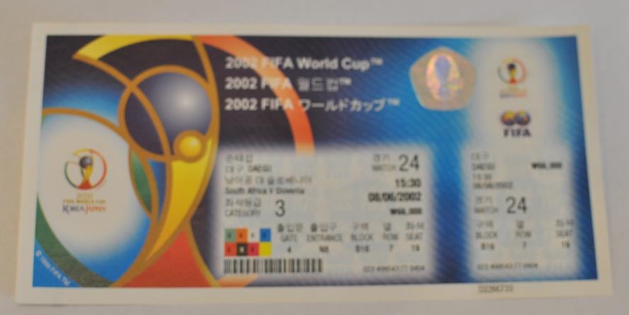 2002 FIFA World Cup Unused Tickets; Matches Played in Korea and Japan