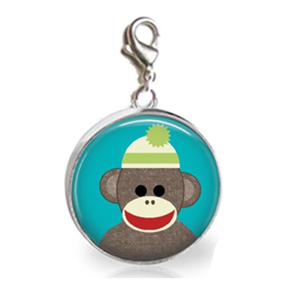 Sock Monkey Glass Top 20mm Clip On Charm Handcrafted Sock Monkey Lover Gift - Picture 8 of 9