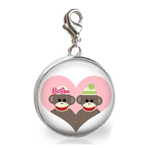 Sock Monkey Glass Top 20mm Clip On Charm Handcrafted Sock Monkey Lover Gift - Picture 9 of 9