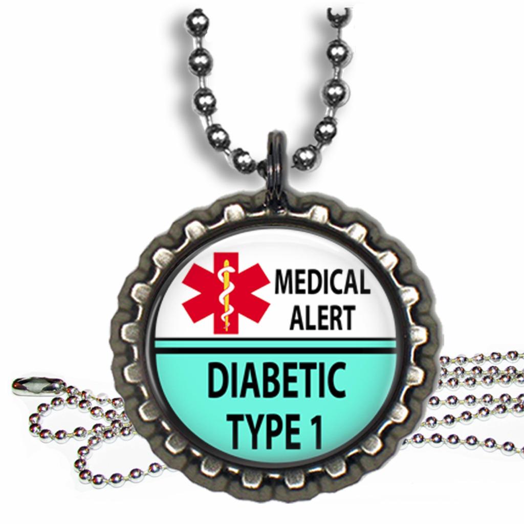 Diabetic 1 Medical Necklace &amp; Chain Bottle Cap Medical Condition | eBay