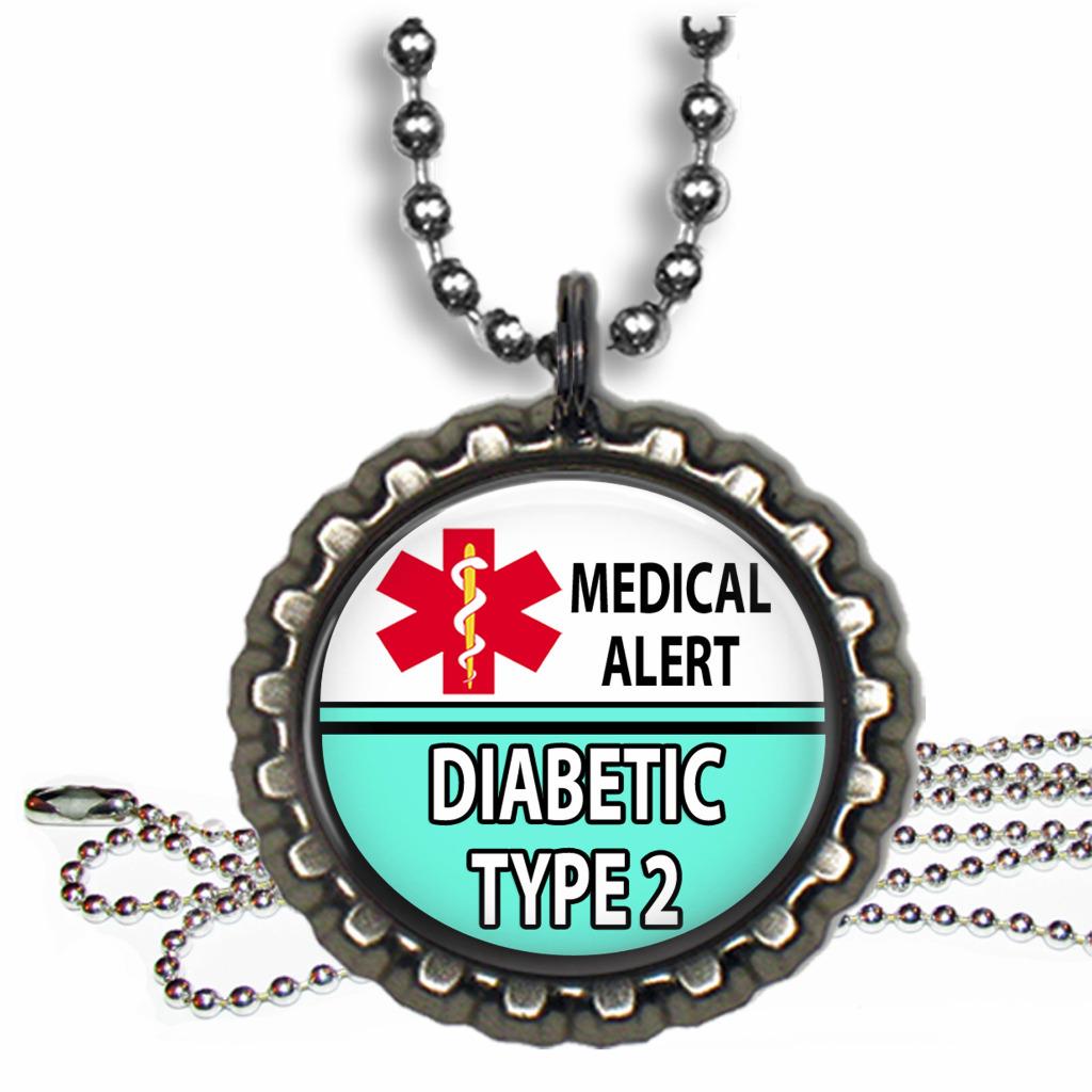 Diabetiker Typ 2 medizinischer Alarm Kinder Halskette & Kette Flaschenverschluss medizinischer Zustand - Bild 8 von 9