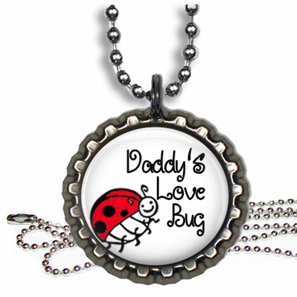 Little Love Bug Mommy's Daddy's Love Bug Bottle Cap Necklace Kids Jewelry 
