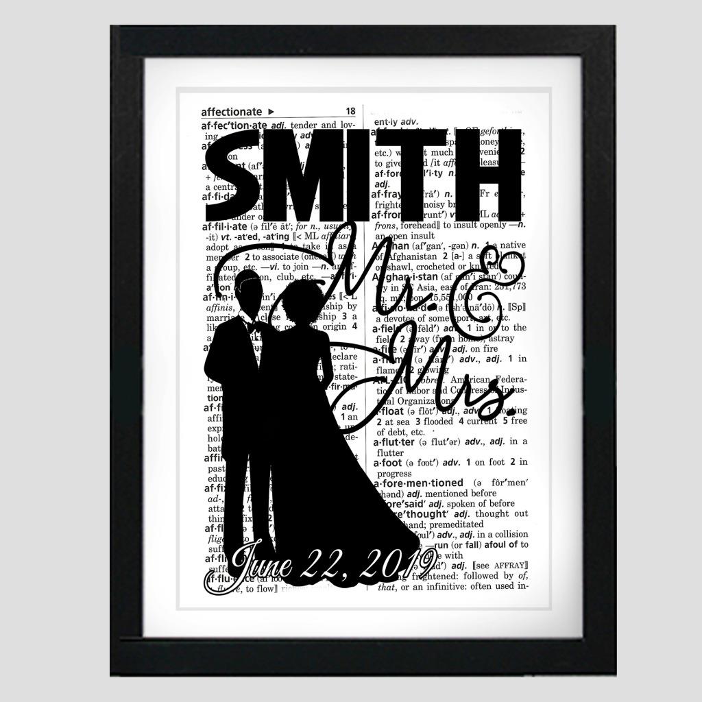 Personalized Wedding Dictionary Art Print Contemporary Anniversary Wedding Gift