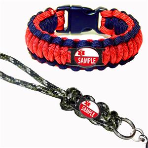 diabetic lanyard chams paracord keychain shoelace alert bracelet medical type