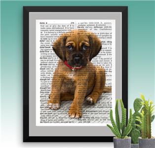 Puggle Puppy Dog Dictionary Art Print Unique Pug Beagle Dog