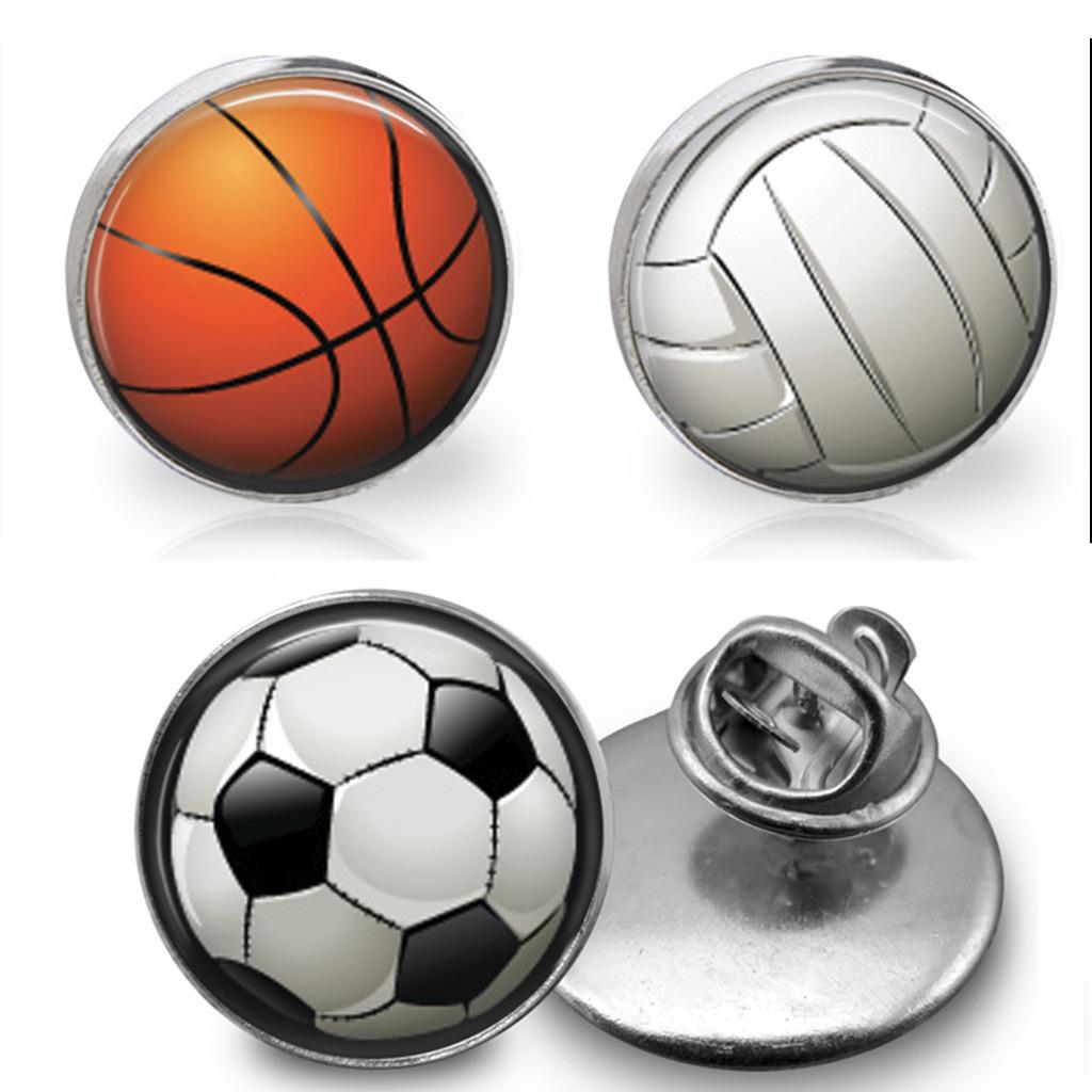 Handcrafted Sports Ball Glass Top Pin Tie Tack Basketball