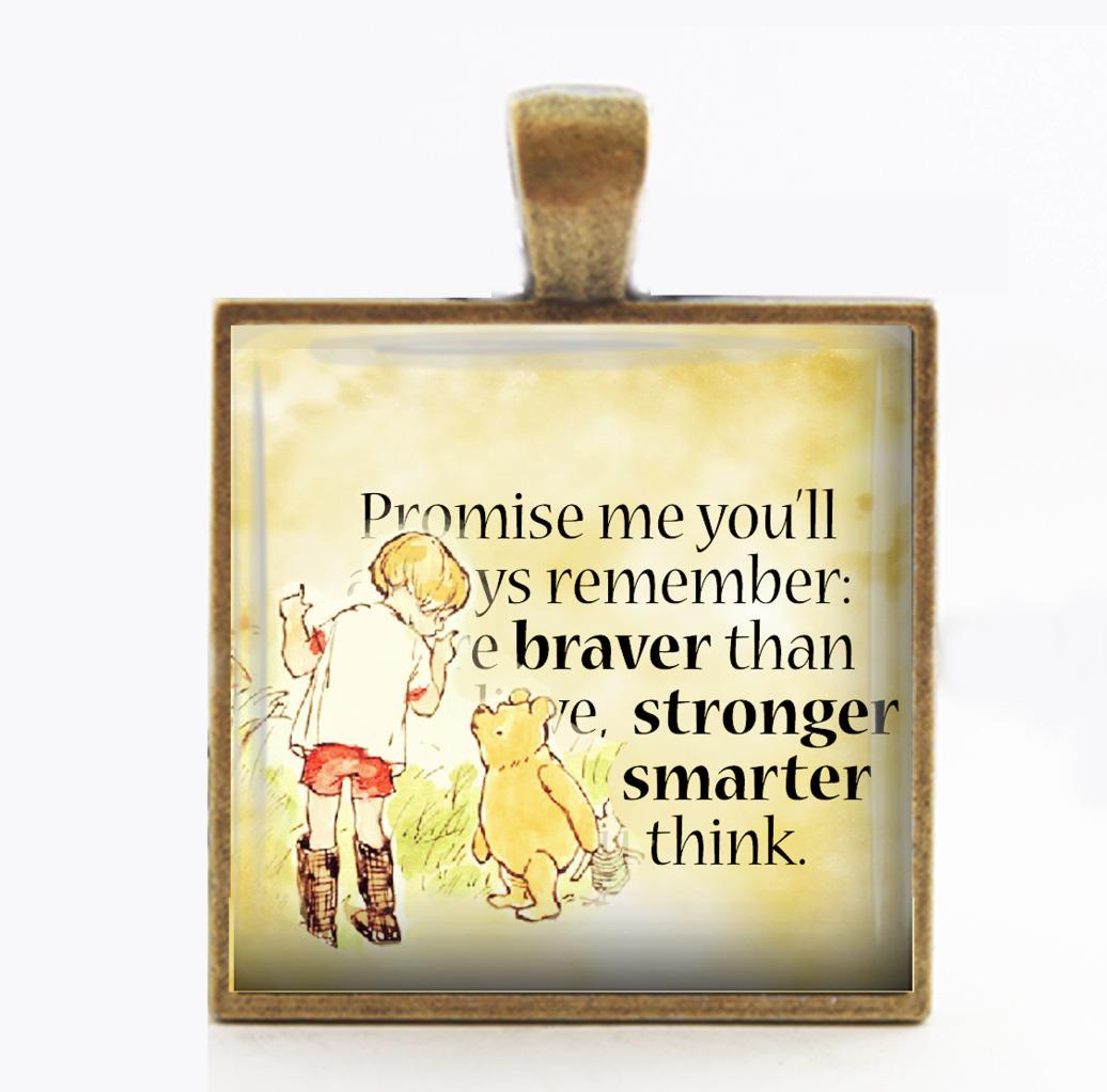 Promise Me You Ll Remember Winnie The Pooh Quote Glass Top Charm Handcrafted Ebay