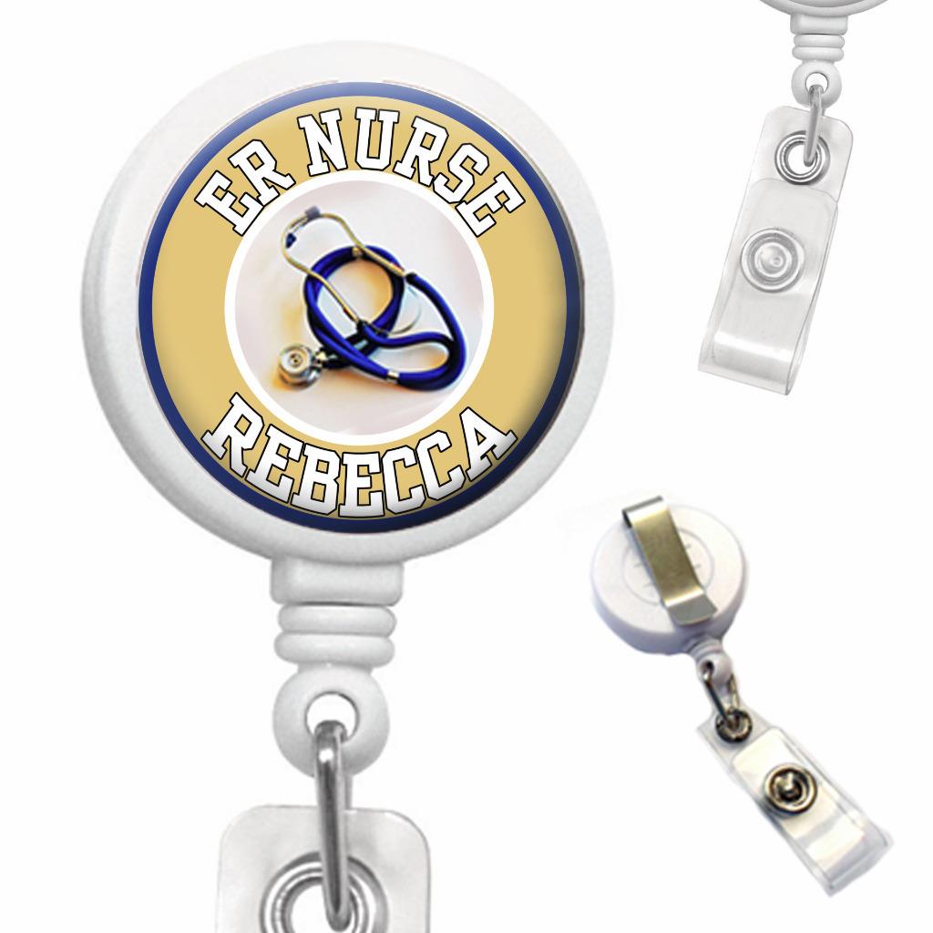 Custom Name ER Nurse Clip On Id Badge Reel Retractable Medical Work Id Holder eBay
