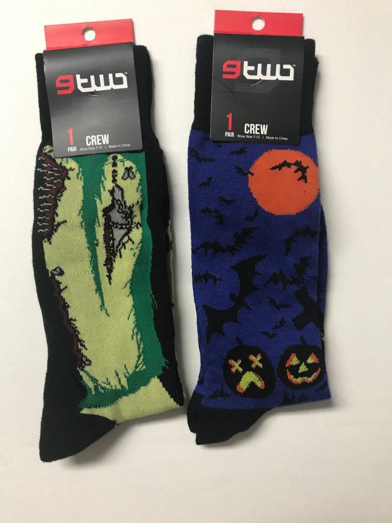 Men's Halloween Zombie Crew Socks 2 Pair U Pick Free Ship | eBay