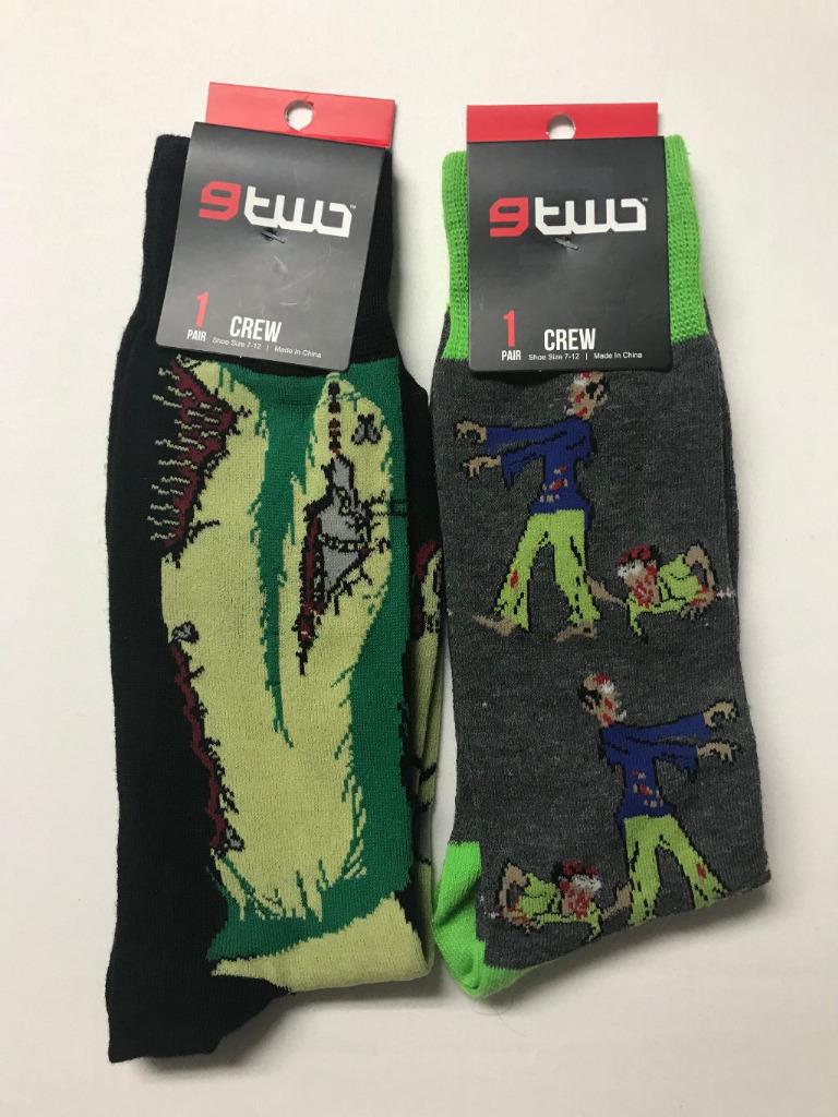Men's Halloween Zombie Crew Socks 2 Pair U Pick Free Ship | eBay