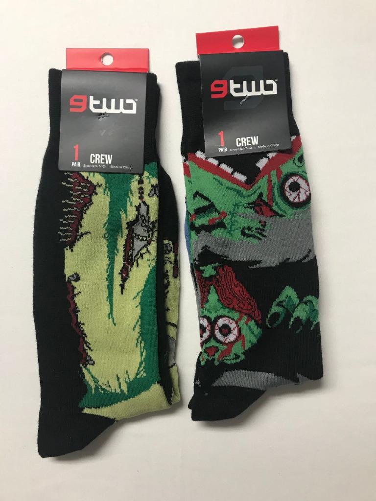 Men's Halloween Zombie Crew Socks 2 Pair U Pick Free Ship eBay