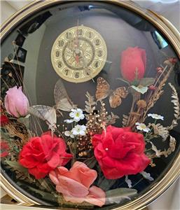 Vtg 1985 Terrarium Style Flower Clock Bubble Front Music Box Star