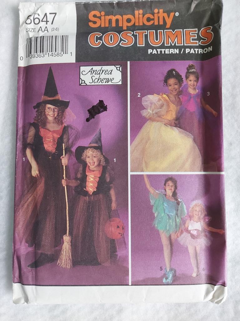 Simplicity 8647 Girl's Witch Princess Fairy Costume Patterns Size 8-12, 2-6 1993 - Imagen 6 de 6