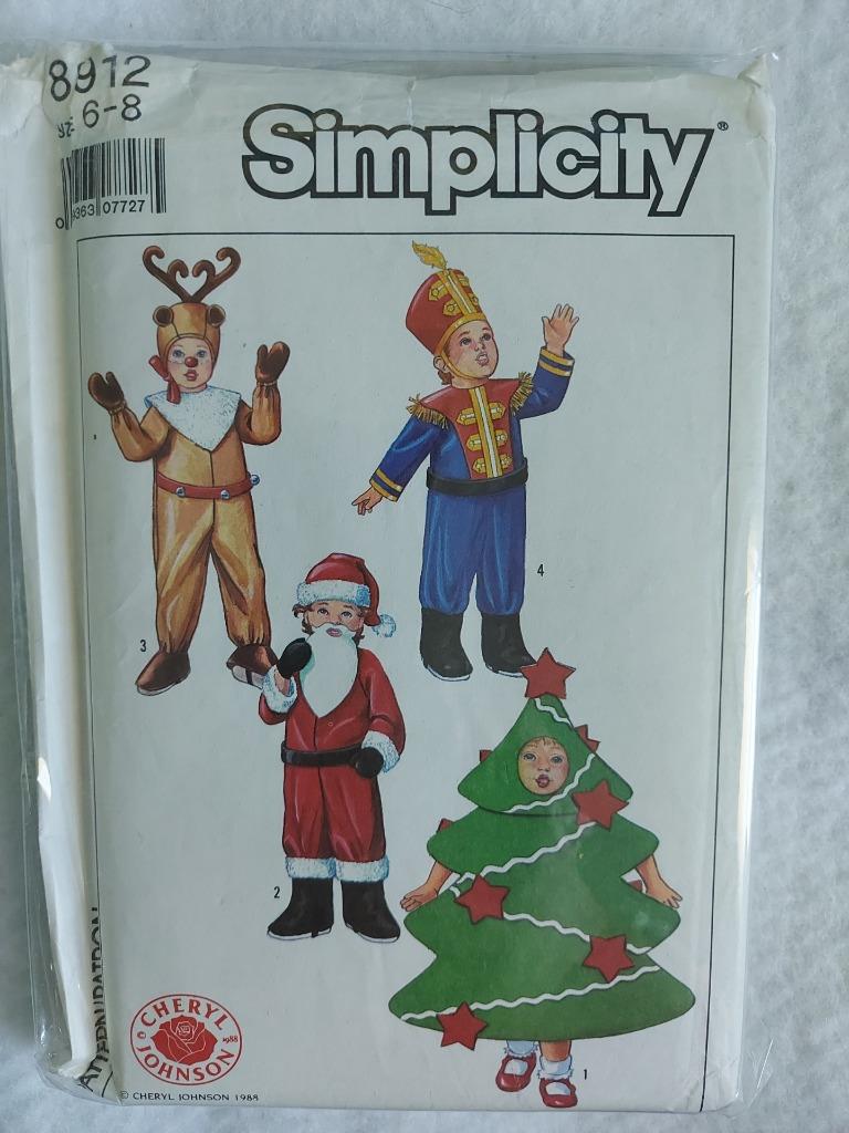 Simplicity 8912 Child's Xmas Theme Costume Patterns Sz 6-8 10-12 1988 - Imagen 5 de 6
